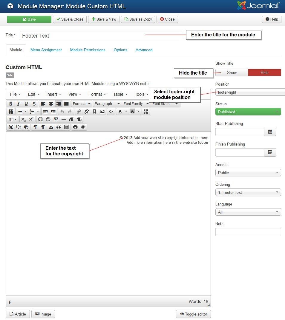 joomla 3x footer copyright
